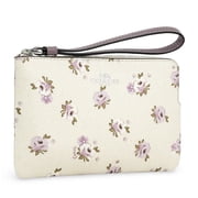 Coach Womens Small Corner Zip Wristlet with Floral Print (Chalk Multi)