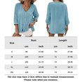 thumbnail image 2 of Camisa Superior Blusa de mujer Camisa suelta con cuello en V Camisas de verano Blusa de manga larga con un solo pecho Kuymtek Azul Xxl para Mujer, 2 of 7