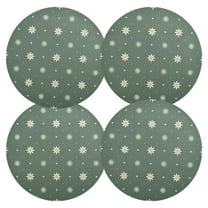 Ryvnso Snowflakes Christmas Pattern Round Plate Mats Dining Table Placemat Set of 4 for Holiday Decoration