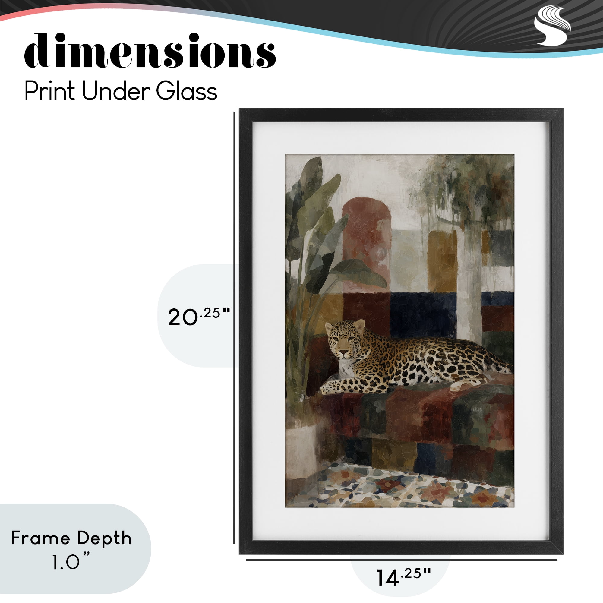 Stupell Industries Jaguar Among Tropical Palms Black Framed Print Under Glass, design by Chromatic Storm Studio