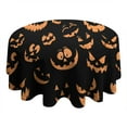 thumbnail image 4 of Round Tablecloth Ghost Pumpkin Face Table Cloth Waterproof Fabric Spillproof Wrinkle Free Soft Table Covers for Dining Kitchen Parties Heavy Weight Tabletop Cover 60x60 Inch, 4 of 5