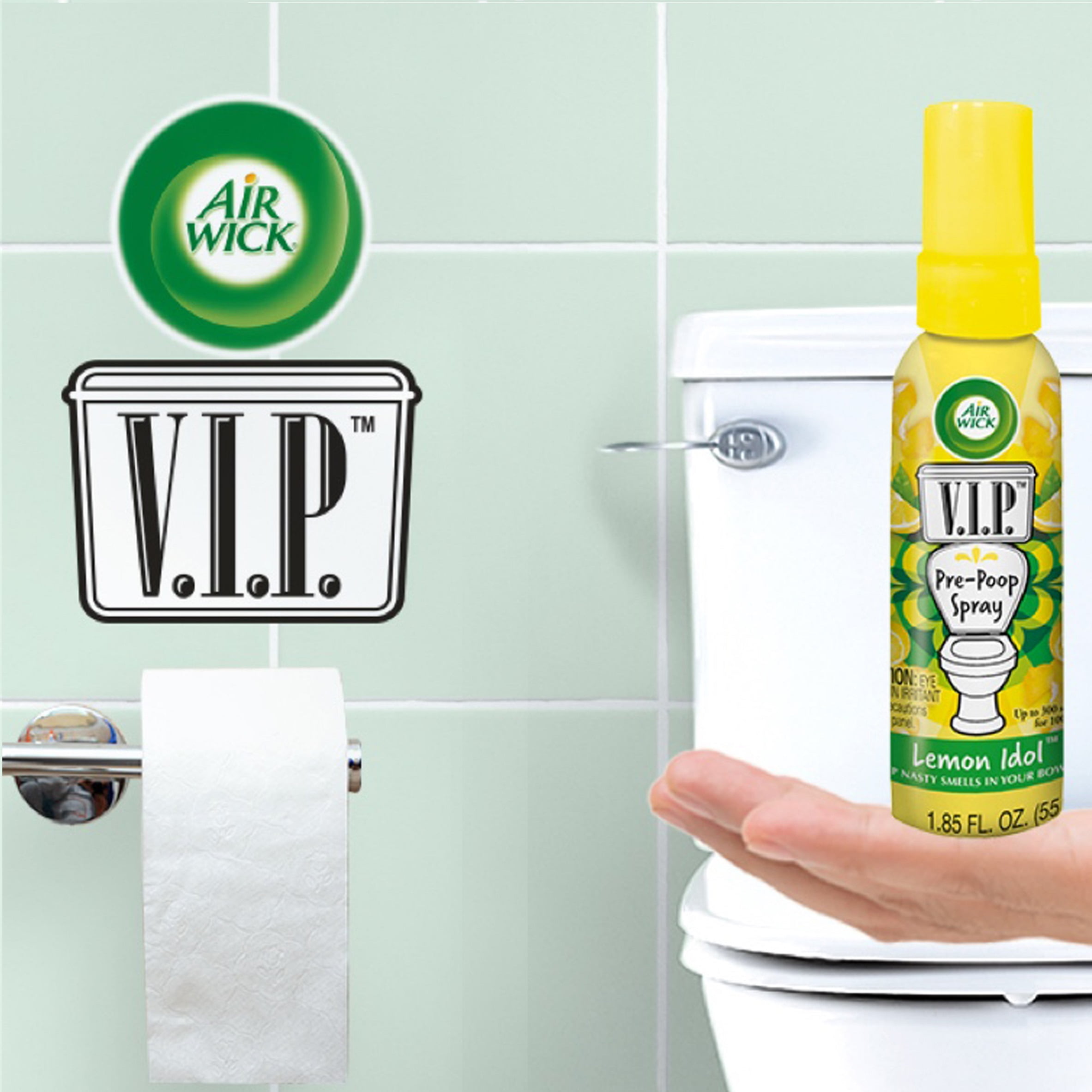 6 x Air Wick VIPoo Pre-Poo Toilet Spray Aerosol Air Freshener Lemon Idol  55ml 636875496152 