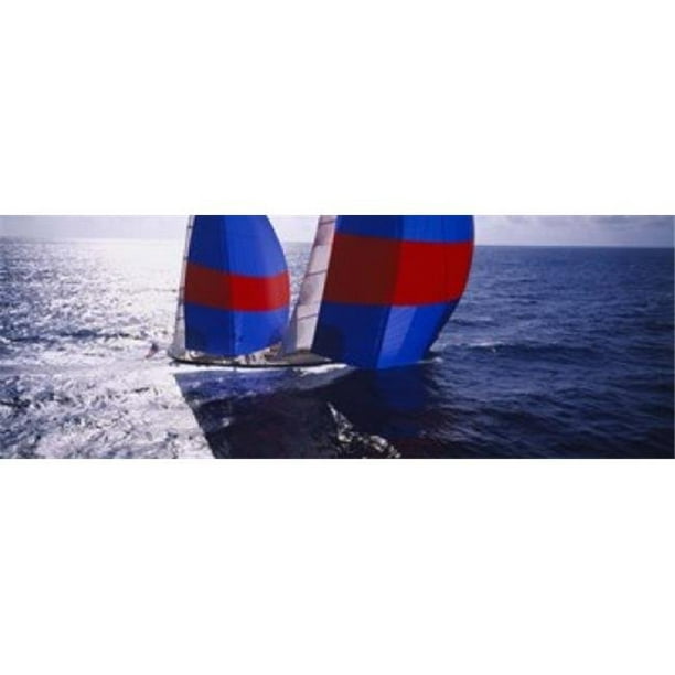 Panoramic Images PPI74024L Affiche Panoramic Images Grand angle d'Un yacht dans les Caraïbes Imprimée - 36 x 12
