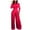 Watermelon Red, variant on Idoravan Women Sets Clothing Womens Casual Fashion Sexy Solid Color Long Sleeve Tight Fitting Onesie Wide Leg Pants Two Piece Set