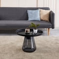 thumbnail image 2 of Smoke Glass Base with Black Painting Top Coffee Table, Living Room Center Table, 2 of 4