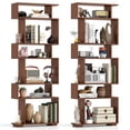 thumbnail image 1 of Gymax 2PCS 6-Tier Bookshelf Geometric Bookcase w/ 2 Anti-Tipping Kits Wooden Display Shelf, 1 of 10