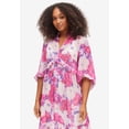 thumbnail image 3 of ellos Women's Plus Size Sheer Maxi Dress With Ruffled Trim - 34/36, Raspberry Sorbet Floral, 3 of 3