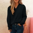 thumbnail image 2 of Women's Long Sleeve Sweatshirt Solid Color Pullover V-neck Sweater Casual Basic Fall Clothes Outfits Fashion Winter Clothing, 2 of 6