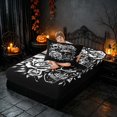 thumbnail image 4 of Homewish Halloween Royal Skull Twin Sheets, Grunge Gothic Wreath Bedding, Black White, 3-Piece (1 Flat Sheet, 1 Fitted Sheet and 1 Pillowcase), 4 of 6