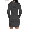thumbnail image 4 of BadPiggies Women Midi Hoodie Dress with Pocket Long Sleeve Cotton Pullover Slim Fit Sweater Dress (L, Dark Gray), 4 of 7