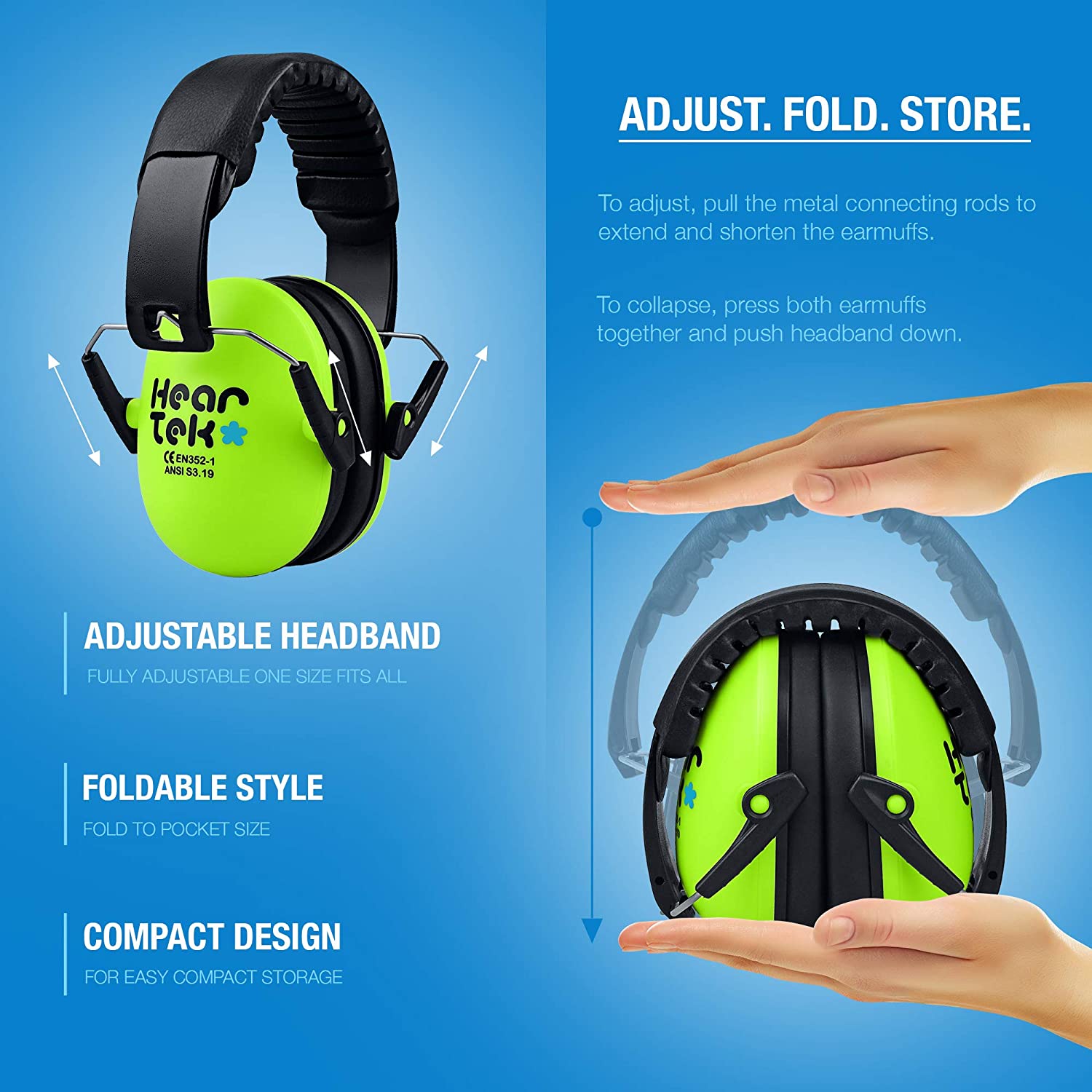 Kids Earmuffs Hearing Protection with Travel Bag- Junior Ear Defenders for  Children, Padded Baby Ear Protection, Infants, Small Adults, Women Adjustable  Protectors Noise Reduction Ear Muffs