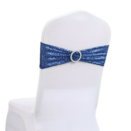 

ERTUTUYI Holiday Party Decorative Chair Cover Bow Back Flower Elastic Bandage Sequin Bandage
