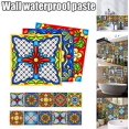 thumbnail image 3 of Square Art Tile Stickers, Decorative Tile Stickers, 20 PCS Waterproof Adhesive Kitchen Backsplash Decals Removable Colorful Peel & Stick Wall Paper, for Living Room Home Decorative, 3 of 8