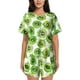 thumbnail image 1 of Fotbe Green Kiwi Conjunto de Pijama Estampado para Mujer, 2 Piezas, Ropa de Dormir con Camiseta de Manga Corta y Shorts Suaves-Large, 1 of 6