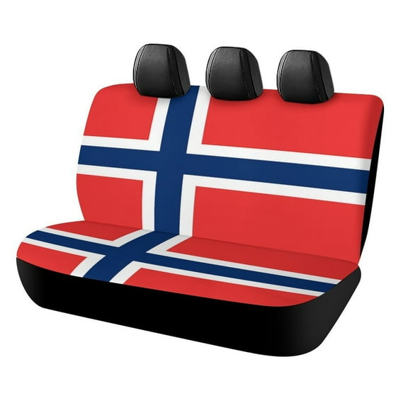 Norwegian Flag Car Rear Seat Covers,Bench Back Seat Cover , Easy to Install Universal Fit for Cars Trucks Vans And SUVs