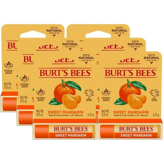 Burt's Bees 100% Natural Origin Moisturizing Lip Balm, Sweet Mandarin, 1 Tube