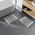 thumbnail image 6 of REGALWOVEN Chenille Bathroom Rug Set of 2 Extra Soft Fluffy, Striped Bath Mat Shaggy Rugs Absorbent Dark Gray 17"x24", 6 of 8
