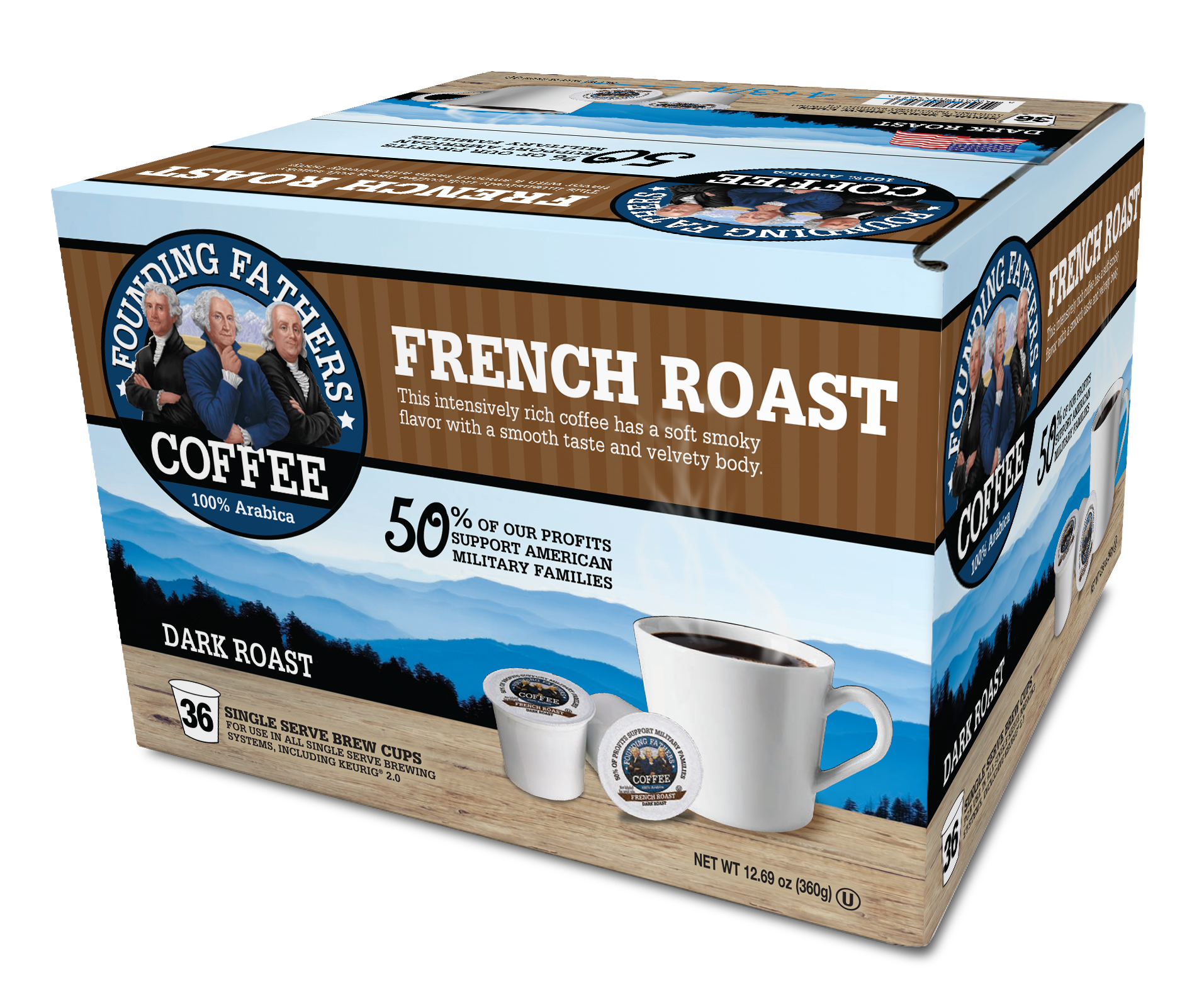 Founding Fathers French Roast Coffee 100 Arabica Kcups, 36 Count