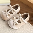 thumbnail image 6 of SYMSHOES Girls Suede Mary Jane Flat Shoes with Bow T-Strap, Beige Dress Party Shoes for Kids Little Kids,Size 12.5, 6 of 6