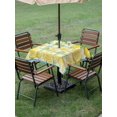 thumbnail image 4 of Outdoor Tablecloth with Umbrella Hole for Patio/Picnic/Party/Camping, Watercolor Lemons Waterproof Table Cloth Square Cover Washable, Summer Blue Yellow Checkered Geo (54"x 54"), 4 of 8