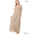 thumbnail image 2 of Zenana Women's Relaxed Fit V-Neck Short Sleeve Full Length Maxi Long Dress w/ Side Pockets, 2 of 3