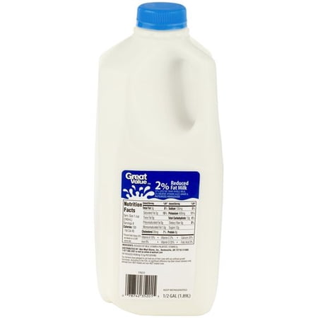 milk with 2 fat gal  Value Milk, Great 0.5 2 Fat Reduced Walmart.com