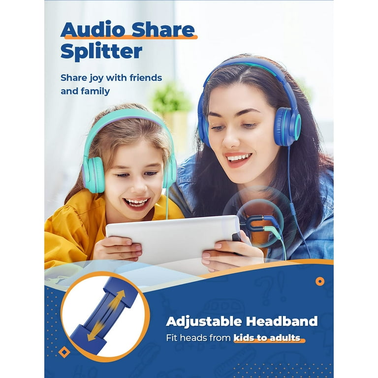 iClever 2 Pack Casque Audio Enfant, Ecouteurs Enfants Filaire, Bandeau  Réglable avec 85/94 DB Volume Limité, Ecouteurs Pliable Enfants pour  l'Ecole Voyage : : High-Tech