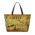 thumbnail image 2 of KLL Coffee Vintage Print Large Beach Tote Bag Women Waterproof Sandproof Zipper Beach Tote Bag for Pool Gym Grocery Travel with Wet Pocket, 2 of 7