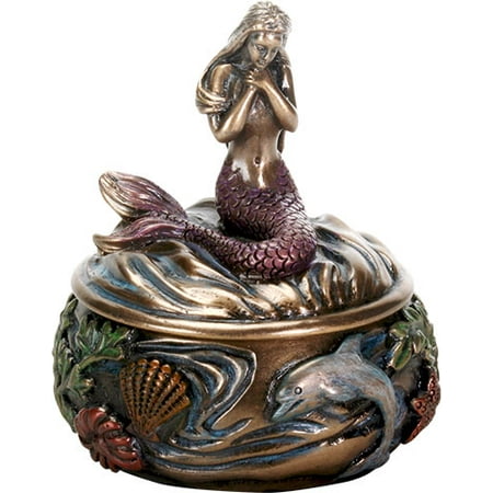 Small Trinket Box With Lock Ebros Gift Decorative Mermaid Rising Above Sea Collectible Jewelry Trinket Box Small 3.25