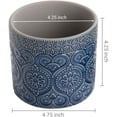 thumbnail image 2 of MyGift 4 Inch Cobalt Aqua Ceramic Floral Embossed Succulent Planter Pot, Set of 2, 2 of 5