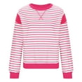 thumbnail image 6 of Lenpel Women's Crew Neck Sweatshirts Long Sleeve Striped Color Block Side Split Pullover Tops Loose Fashion Outfits, 6 of 7