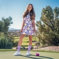 thumbnail image 3 of COEQINE Easter Bunny Egg Bow Purple Print Women's Tennis Dress with Built in Shorts and Pockets Stand Collar Sleeveless Exercise Dresses Zip Up Soft Golf Outfits with 2 Piece Set, L, 3 of 7
