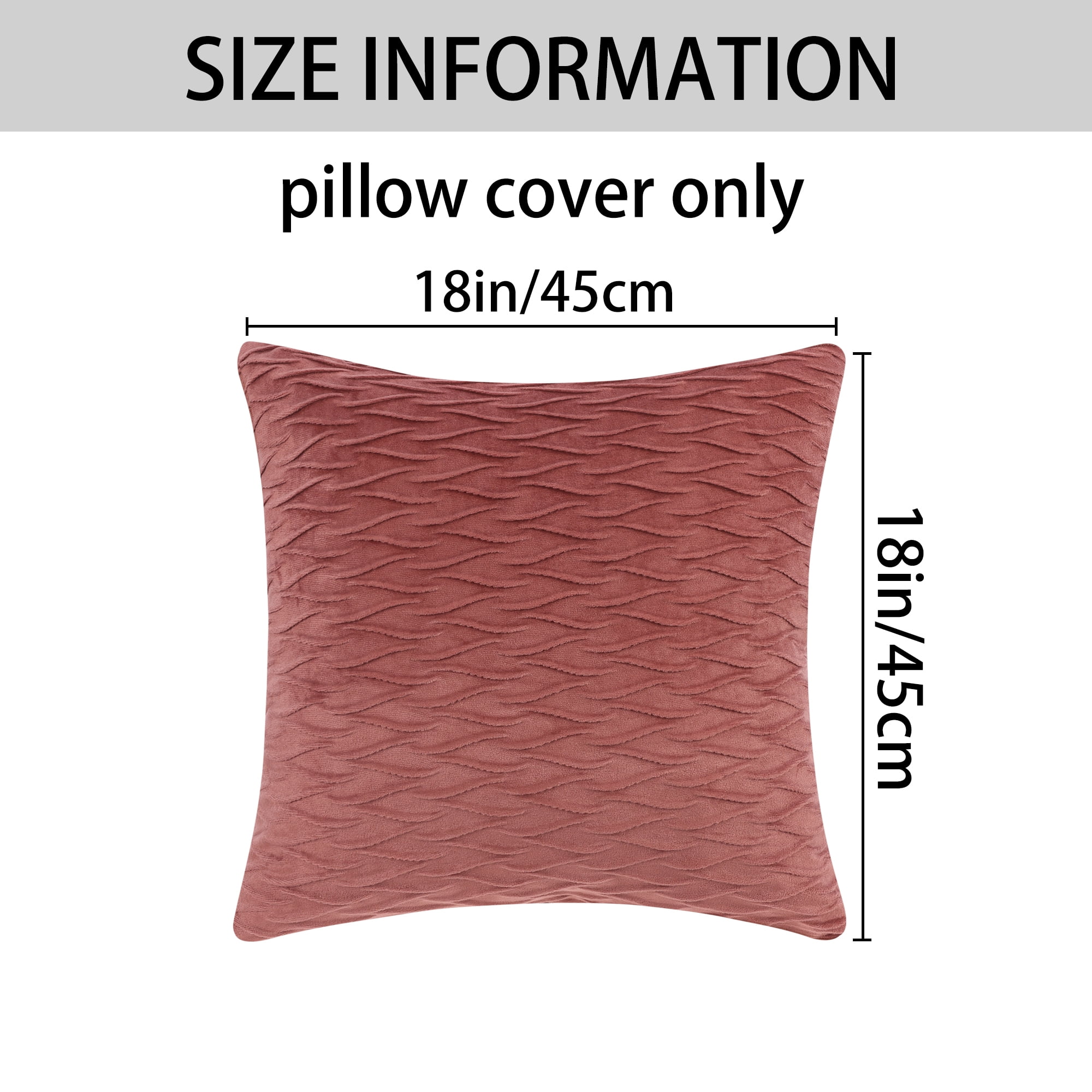 Unique Bargains 4 Solid Striped Square Decorative Throw Pillow Covers Textured Pillowcases Dark Pink 18" x 18"