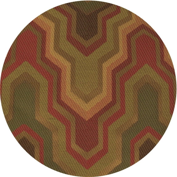Ahgly Company Indoor Round Patterned Saffron Red Area Rugs, 4' Round