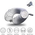 thumbnail image 5 of Almohada de viaje: almohada de espuma viscoelástica para el cuello, almohada para el cuello + bolsa de almacenamiento, máscara para los ojos, tapones para los oídos, paquete rápido compacto, 5 of 5