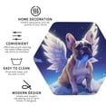 thumbnail image 3 of Lsque Night Sky Winged French Bulldog Pattern 4" Drink Coasters Set of 4, PVC Leather Absorbent Coasters, Table Coaster Set Decorative Coffee Cup Coasters Housewarming Gift -Hexagon, 3 of 6