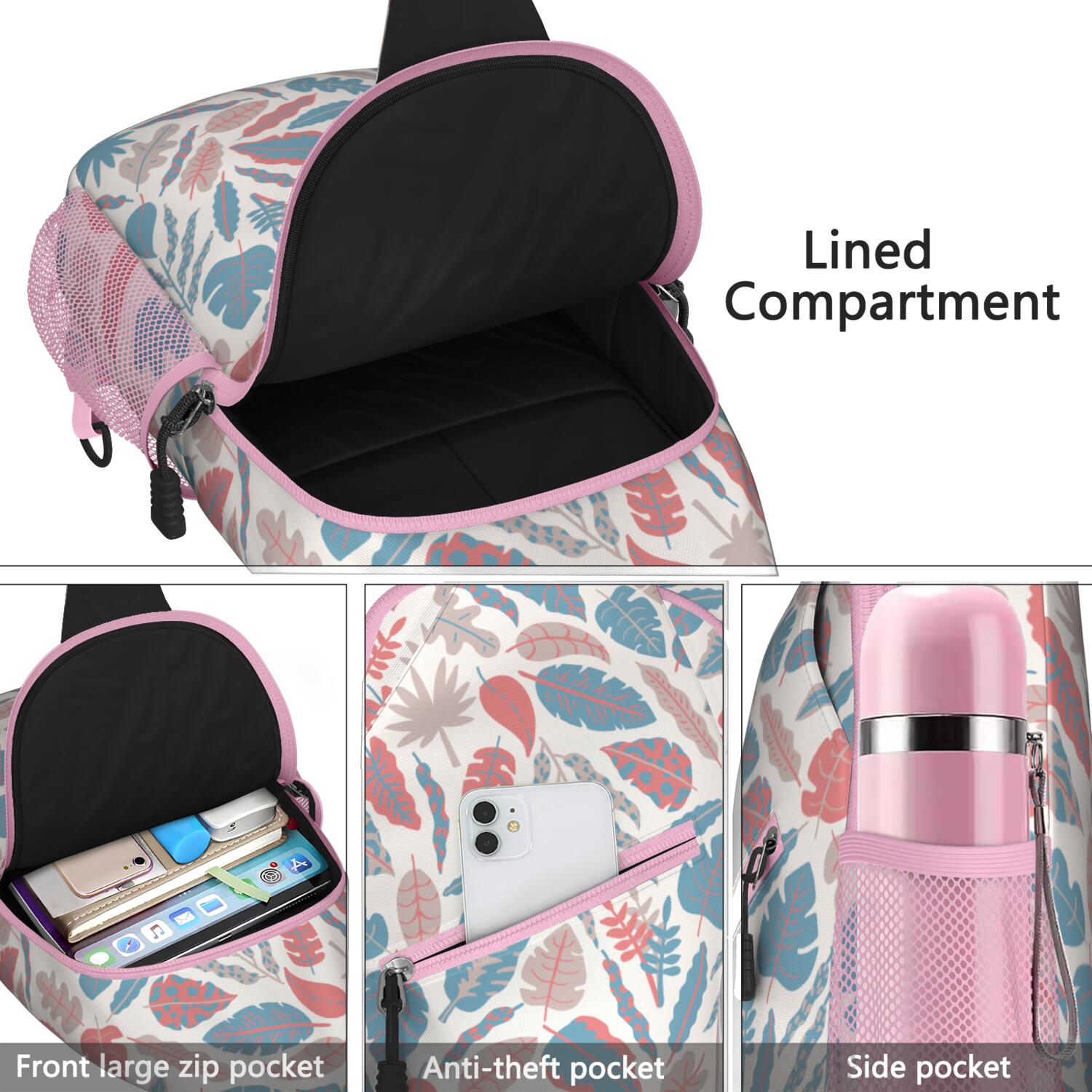 Hawaiian Jungle Crossbody Bag - Durable & Comfortable Sling Bag - Anti-Theft Design for Commuting, Biking, Urban Lifestyle