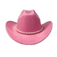 thumbnail image 4 of AJGRHE Big Wide Brim Fedora Hat for Women - Nashville Outfits Western Hats Women's Felt Panama Rancher Hat Pink One Size, 4 of 4