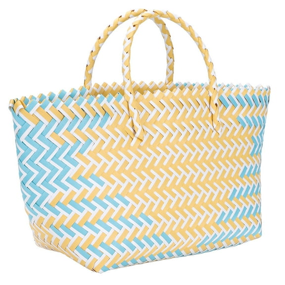 SEWCHICS Shopping Basket With Handles Woven Hand Bag PP 2Pcs