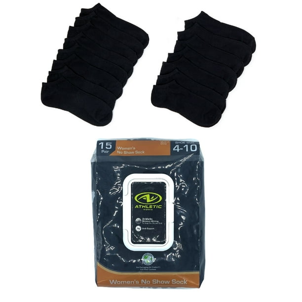 Athletic Works Women's NoShow Socks with Arch Support, 15Pack