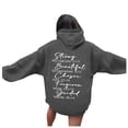 thumbnail image 4 of TINZ Sweat à Capuche Imprimé Lettre pour Femmes, Manches Longues, avec Poches, Décontracté, Fermeture Éclair devant, 4 of 4
