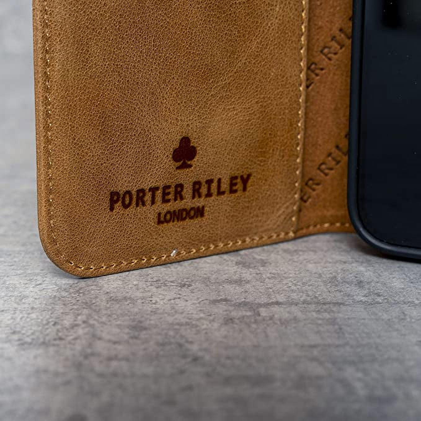 PORTER RILEY - Leather Case for iPhone 13 (6.1"). Premium Genuine Leather Stand/Cover/Wallet/Flip Case