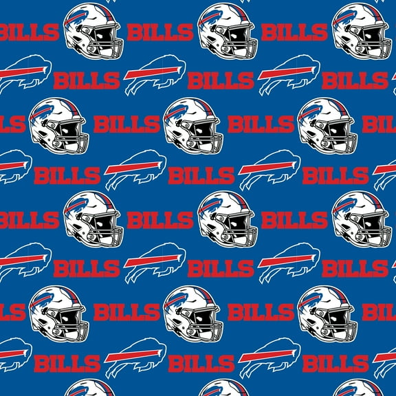 NFL Buffalo Bills 100% Cotton Team Logo Fabric, 58" x 2 Yards, Pre-Cut, Blue & Red