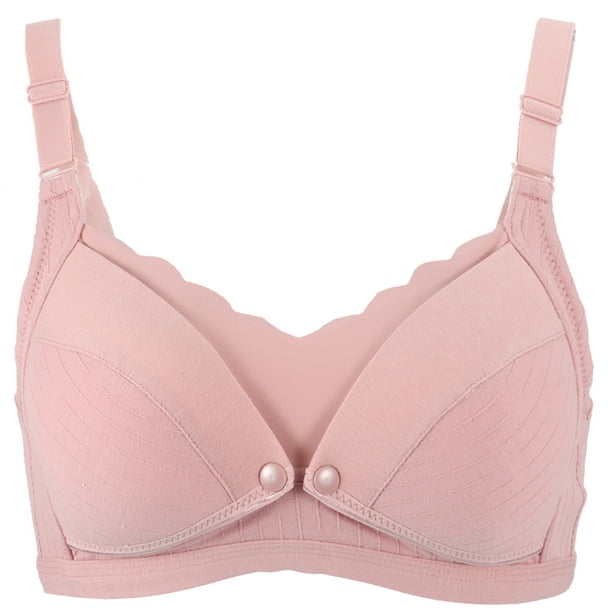 Cotton Thin Postpartum Feeding Bra Anti-Sag Breathable Women Breastfeeding  Nursing Underwear Summer(Cherry Pink 85B) 
