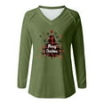 thumbnail image 5 of EchfiProm Funny Tops for Women Long Sleeve Loose Plus Size Christmas V Neck Green Reindeer Females Tee Shirts, 5 of 6