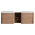 thumbnail image 5 of Noble House 60" Floating Bathroom Vanity, White Ceramic Sink, Soft-Close Door, Rounded Corners, Shelves, Imitative Oak, 5 of 10