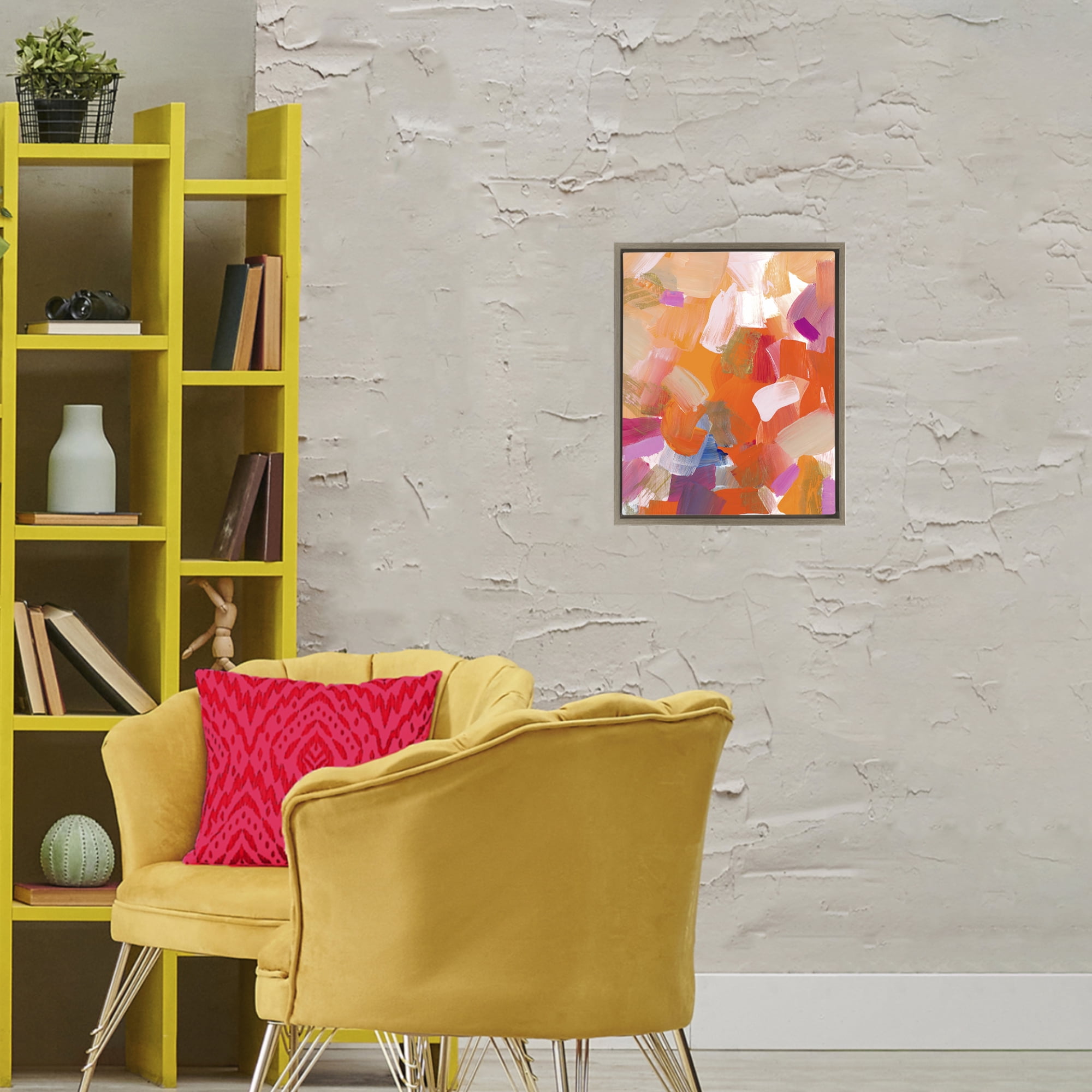 Stupell Industries Confetti Petals Abstraction Brown Framed Floater Canvas Wall Art, design by Lanie Loreth