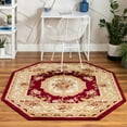 thumbnail image 2 of Unique Loom Tapis Motif Médaillon Versailles 5' x 5' Octogone Bordeaux/ivoire, 2 of 2