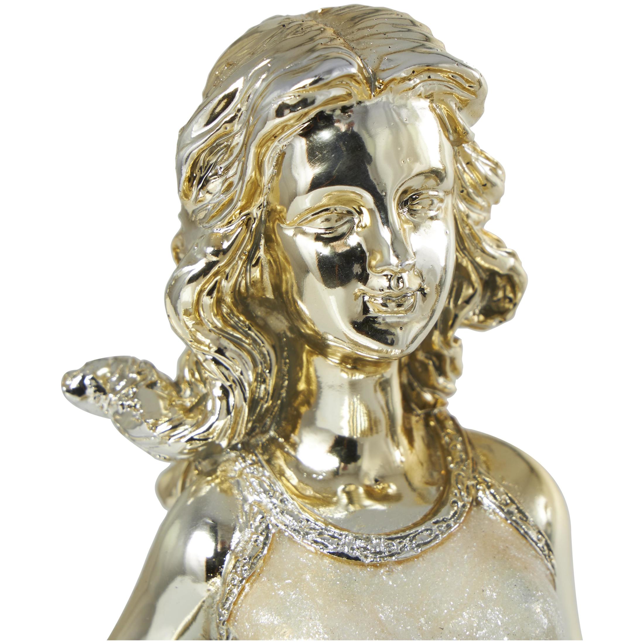 4"W, 14"H Gold Resin Musician Sculpture with Accordion and Saxophone, by DecMode (2 Count)