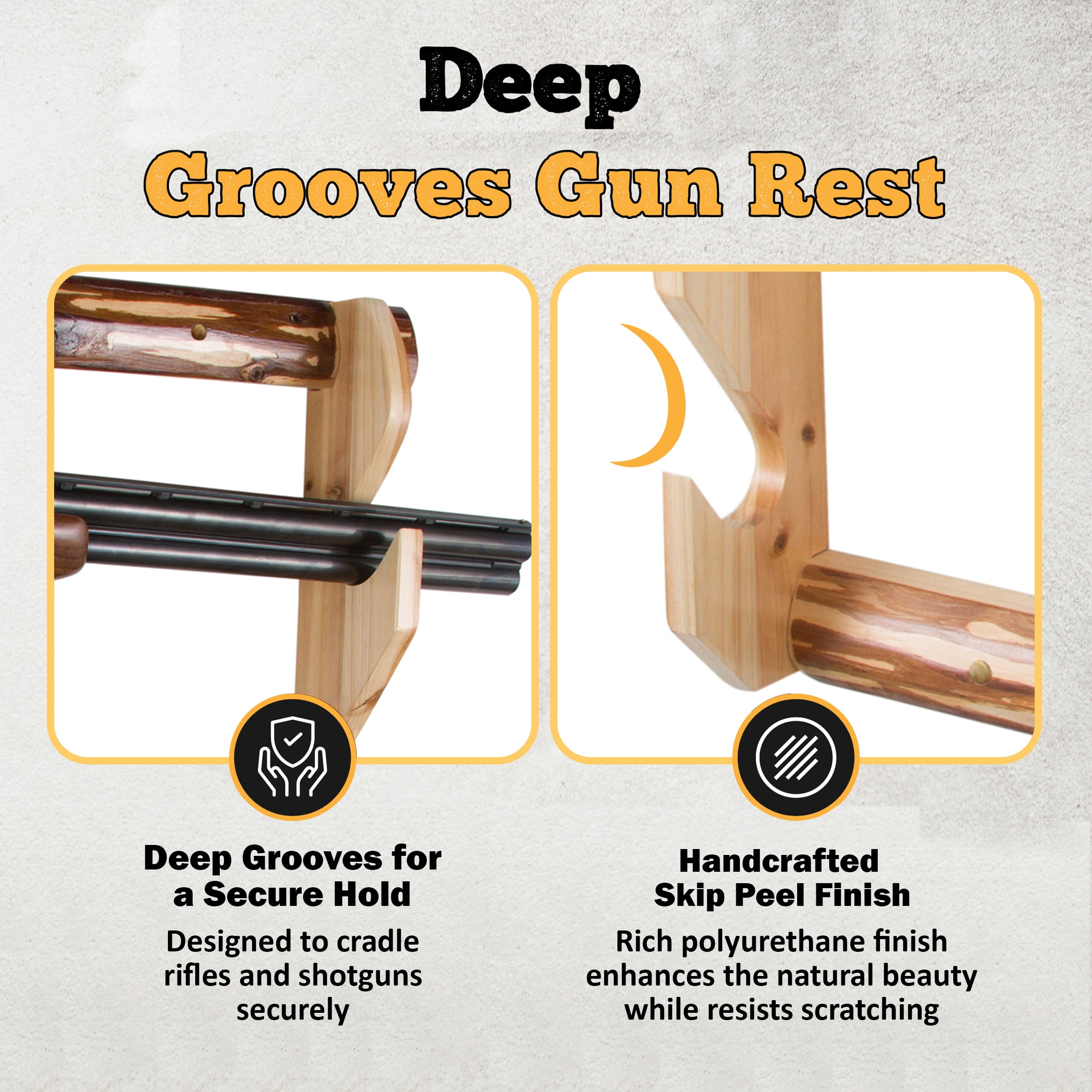Rush Creek Creations Indoor 5-Gun Wall Rack, Pine Finish, Rifle/Shotgun Storage Display